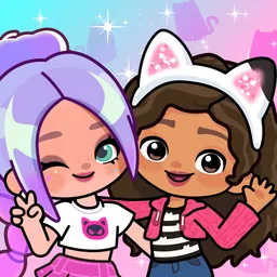 Aha World & Gabby's Dollhouse logo